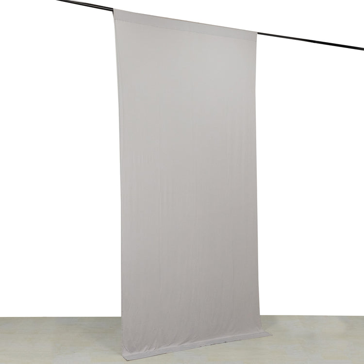 Silver 4-Way Stretch Spandex Drapery Panel with Rod Pockets, Photography Backdrop Curtain