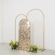 Sparkly Champagne Big Payette Sequin Fitted Chiara Backdrop Stand Cover for Round Top Wedding Arch 