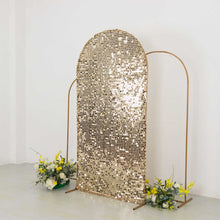 Sparkly Champagne Big Payette Sequin Fitted Chiara Backdrop Stand Cover for Round Top Wedding Arch