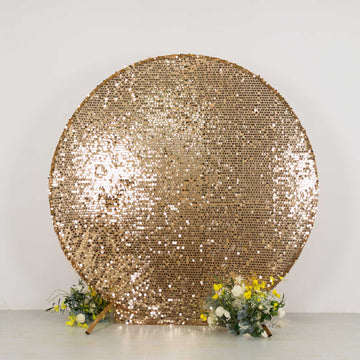 <strong>Luxurious Gold Big Payette Sequin Round Backdrop Cover</strong>