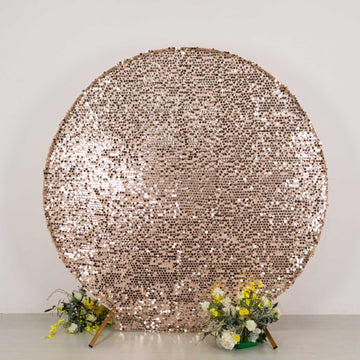 <strong>Sparkly Rose Gold Big Payette Sequin Round Backdrop Cover</strong>