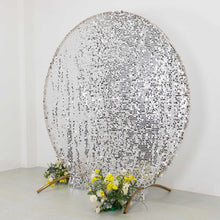 Sparkly Silver Big Payette Sequin Single Sided Backdrop Stand Cover for Round Wedding Arch