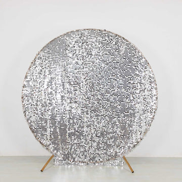 <strong>Fitted Silver Big Payette Sequin Arbor Cover</strong>
