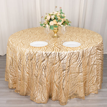 Create a Luxurious Atmosphere with the Champagne Wave Mesh Round Tablecloth