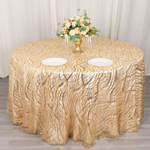 120inch Champagne Wave Mesh Round Tablecloth With Embroidered Sequins