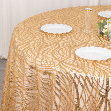 Create an Unforgettable Event with the Gold Wave Mesh Round Tablecloth
