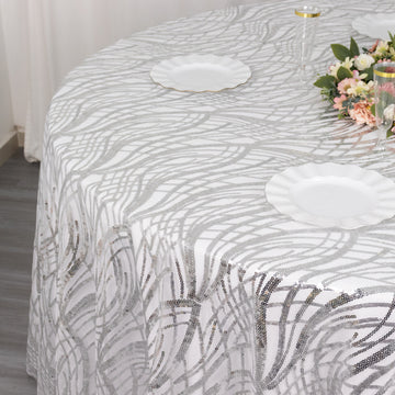 Elevate Your Event Decor with the Silver Wave Mesh Round Tablecloth