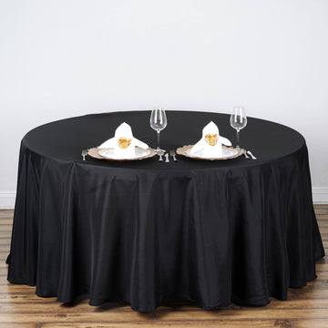 Upgrade Your Event with the Black Seamless Polyester Round Tablecloth