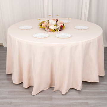 Create Unforgettable Moments with the Blush Seamless Premium Polyester Round Tablecloth