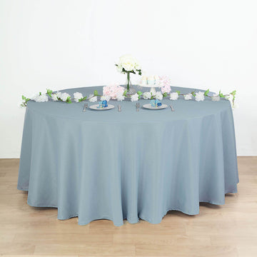 Elevate Your Event Decor with the Dusty Blue Seamless Polyester Round Tablecloth 120