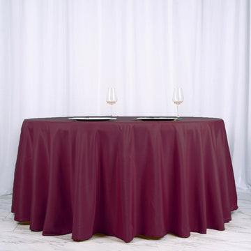 Create a Stunning Event with a Burgundy Seamless Polyester Round Tablecloth 120