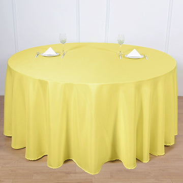 Brighten up your Event with a Yellow Seamless Polyester Round Tablecloth 120