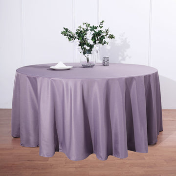 Add Elegance to Your Event with the Violet Amethyst Seamless Polyester Round Tablecloth 132
