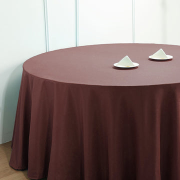 Experience Luxury with the Chocolate Seamless Polyester Round Tablecloth 132