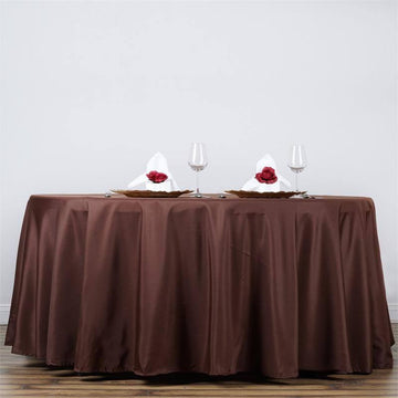 Elevate Your Event with the Chocolate Seamless Polyester Round Tablecloth 132