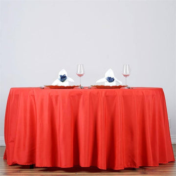Add Elegance to Your Event with the Red Seamless Polyester Round Tablecloth