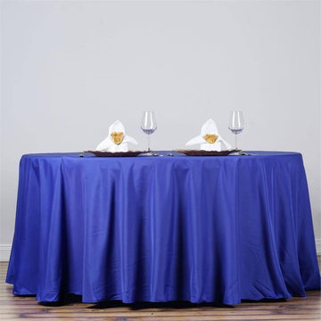 Elevate Your Event Decor with the Royal Blue Seamless Polyester Round Tablecloth 132