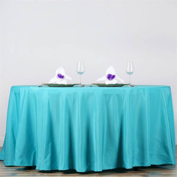 Turquoise Seamless Polyester Round Tablecloth 132