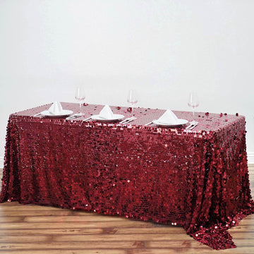 Add a Touch of Elegance with the Burgundy Sequin Tablecloth