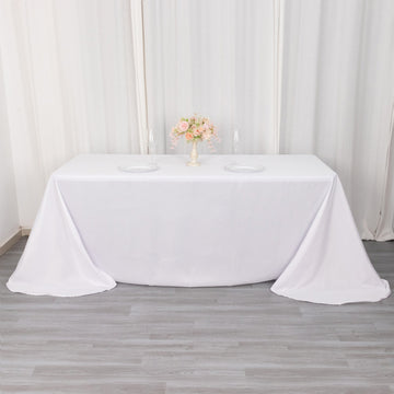 Versatile and Stylish White Seamless Polyester Round Corner Rectangular Tablecloth