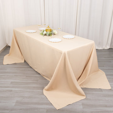 Create a Timeless and Elegant Setting with our Beige Premium Polyester Tablecloth