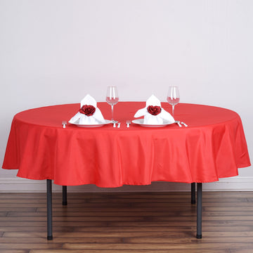 Elevate Your Event with the Red Seamless Polyester Round Tablecloth 90"