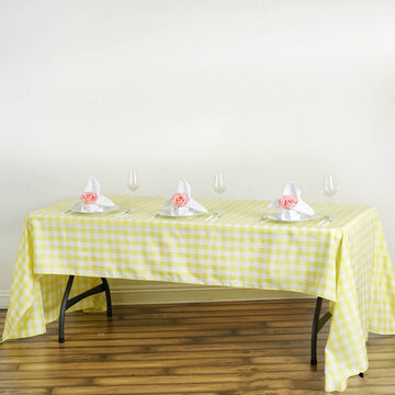 Elegant White/Yellow Buffalo Plaid Tablecloth for All Occasions