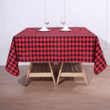 Black/Red Seamless Buffalo Plaid Square Tablecloth