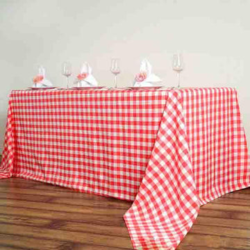 White/Red Seamless Buffalo Plaid Rectangle Tablecloth