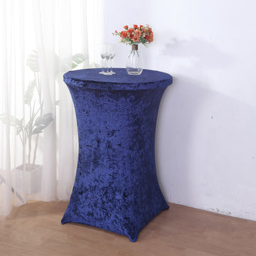 Unleash Your Creativity with the Navy Blue Crushed Velvet Stretch Table Cover