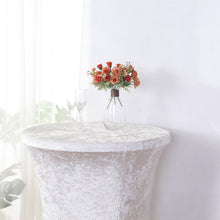 White Crushed Velvet Stretch Fitted Round Highboy Cocktail Table Cover