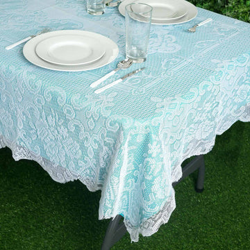Elegant Premium Lace White Seamless Rectangular Oblong Tablecloth 60"x90"