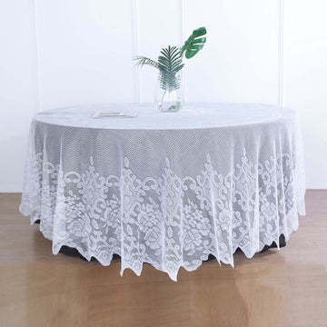Premium Lace White Round Seamless Tablecloth 108