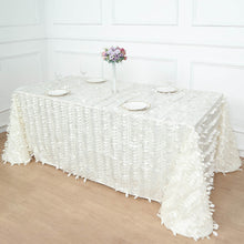 90 Inch x 132 Inch Rectangle Shaped Ivory Leaf Petal Taffeta Tablecloth