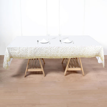 Add a Festive Touch to Your Event with the White Gold Confetti Dots Tablecloth