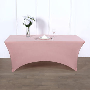 Dusty Rose Rectangular Stretch Spandex Tablecloth 8ft