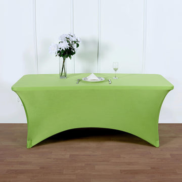 Elevate Your Event Decor with the Apple Green Rectangular Stretch Spandex Tablecloth