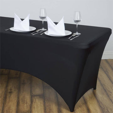 Black Rectangular Stretch Spandex Tablecloth 8ft