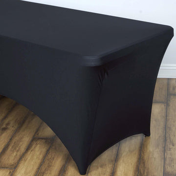 Create an Unforgettable Event with our Black Rectangular Stretch Spandex Tablecloth