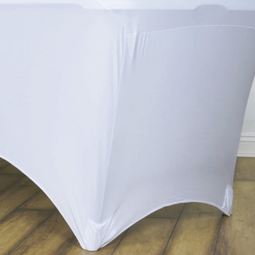 Create a Perfect Table Setting with our White Rectangular Stretch Spandex Tablecloth
