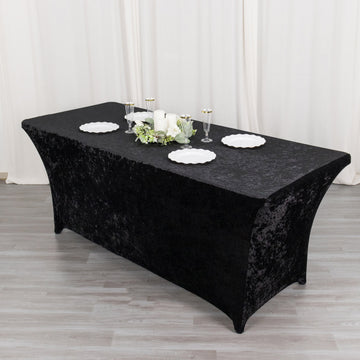 Versatile and Stylish: The Black Crushed Velvet Fitted Tablecloth