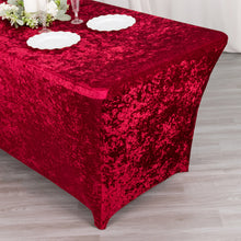 6ft Red Crushed Velvet Stretch Fitted Rectangular Table Cover