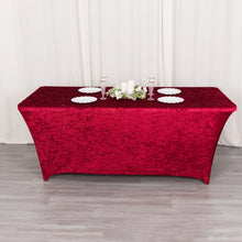 6ft Red Crushed Velvet Stretch Fitted Rectangular Table Cover