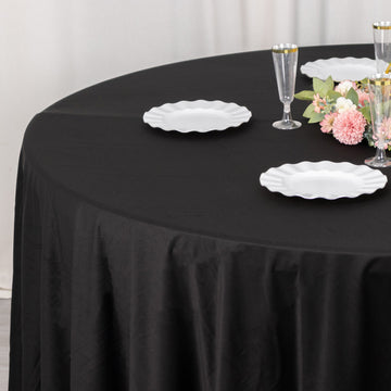 Experience Luxury and Convenience with the Black Premium Scuba Round Tablecloth