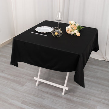Black Premium Scuba Square Tablecloth: Timeless Luxury and Sustainability