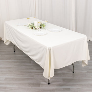 Invest in Timeless Elegance with the Ivory Premium Scuba Rectangular Tablecloth