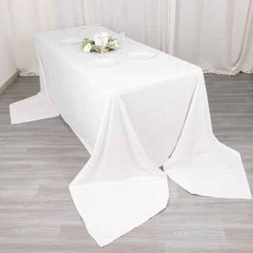 Create a Stunning Table Setup with the White Premium Scuba Rectangular Tablecloth