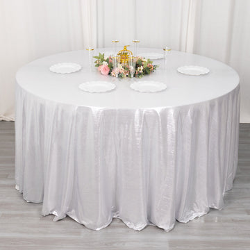 Add Elegance and Grandeur to Your Celebrations with the Silver Elegant Round Tablecloth