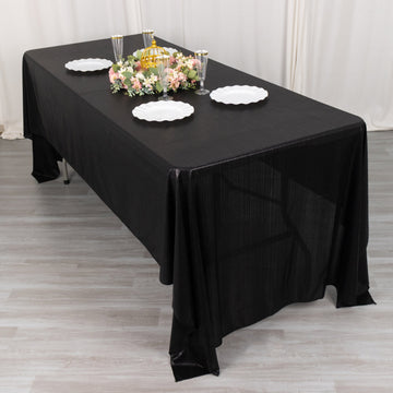 Durable and Elegant Black Shimmer Sequin Dots Polyester Tablecloth