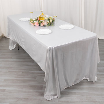 Add a Touch of Luxury to Your Event with the Silver Shimmer Sequin Dots Polyester Tablecloth